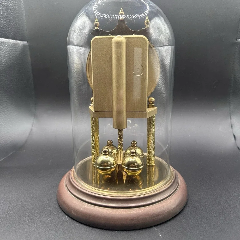 SLOAN German‎ Vintage Anniversary Clock Quartz w Glass Dome battery operated